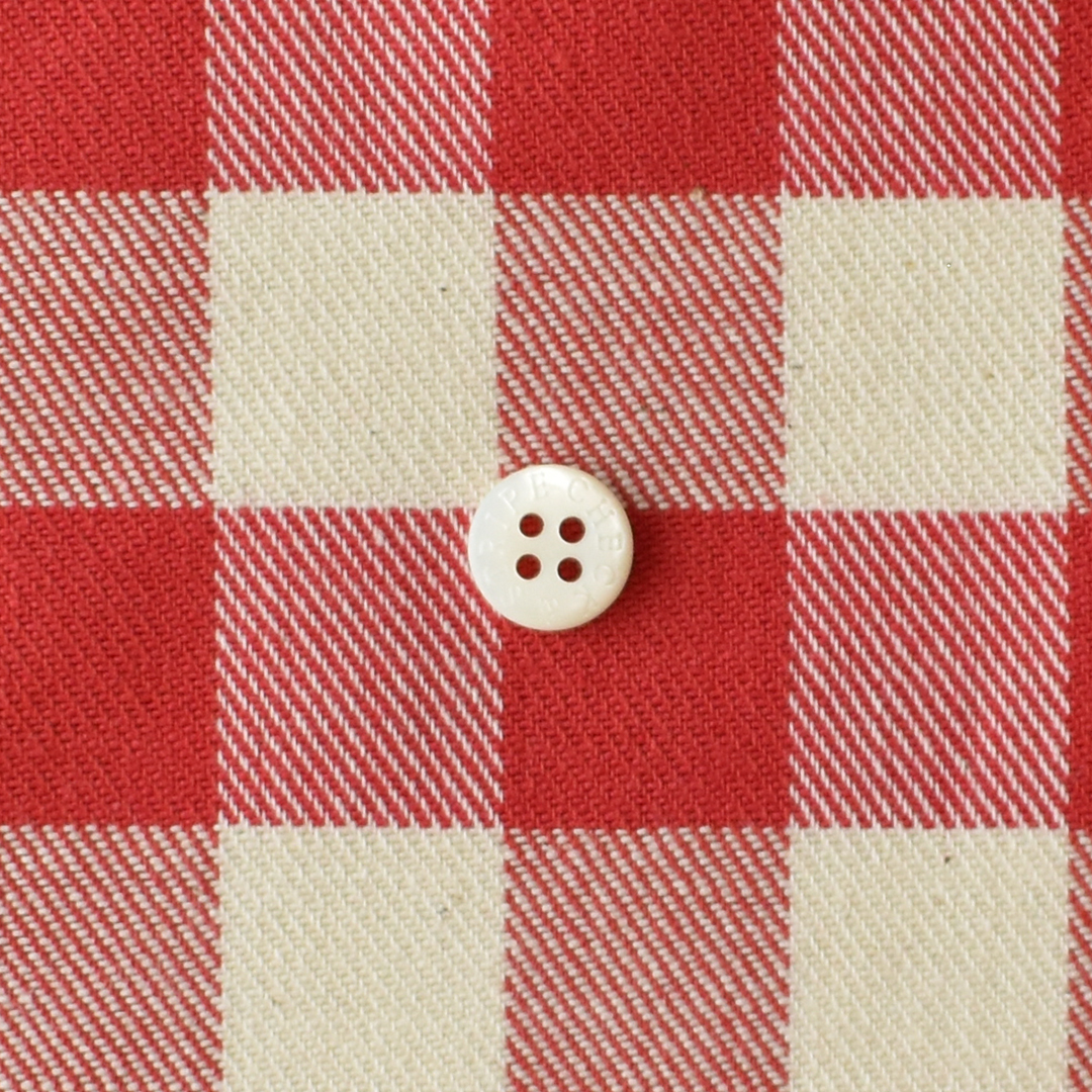 コットンの先染めギンガムチェック　アイボリー×レッド