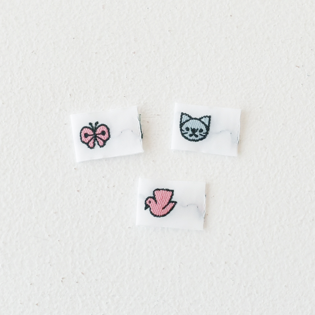 福田布店 タグセット　「ちょうちょ」「ねこ」「とり」