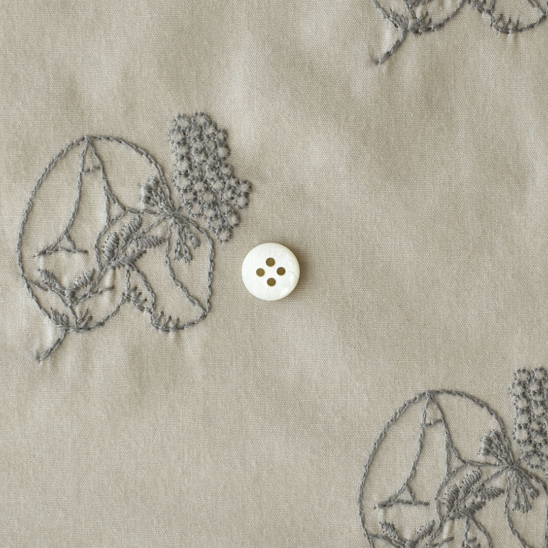 C&S海のブロードに刺しゅうの布「flower and rabbit」(レシピ付き)　ソイラテにグレー