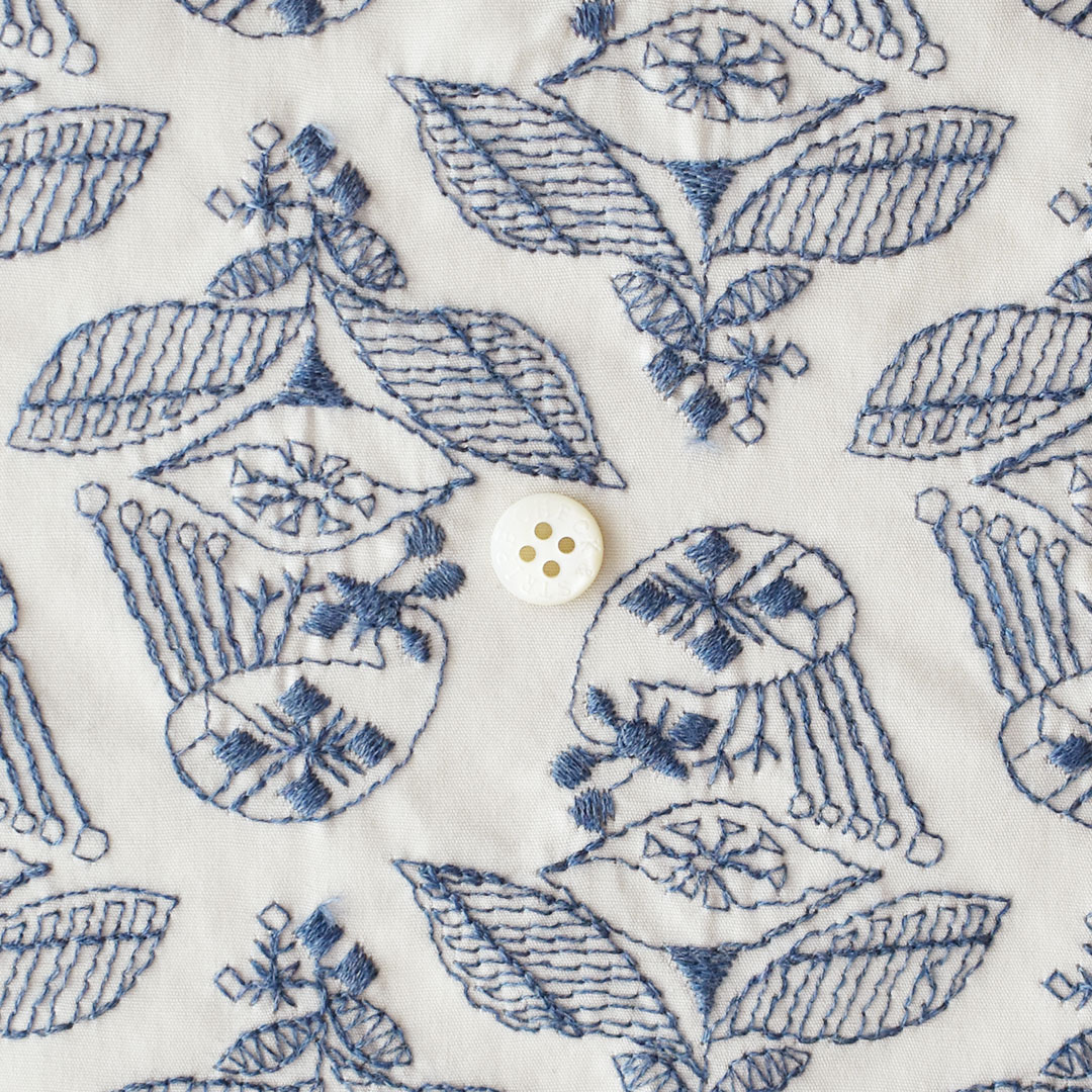 C&S海のブロードに刺しゅうの布「beautiful friendship」(レシピ付き)　マッシュルームにデニム