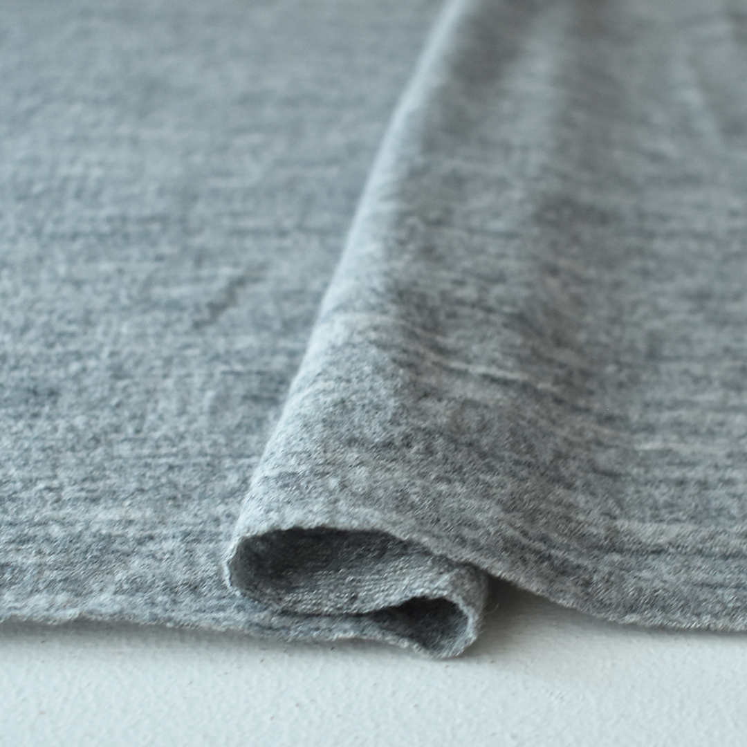 ちょっと幅広やわらかメランジウールニット　グレー