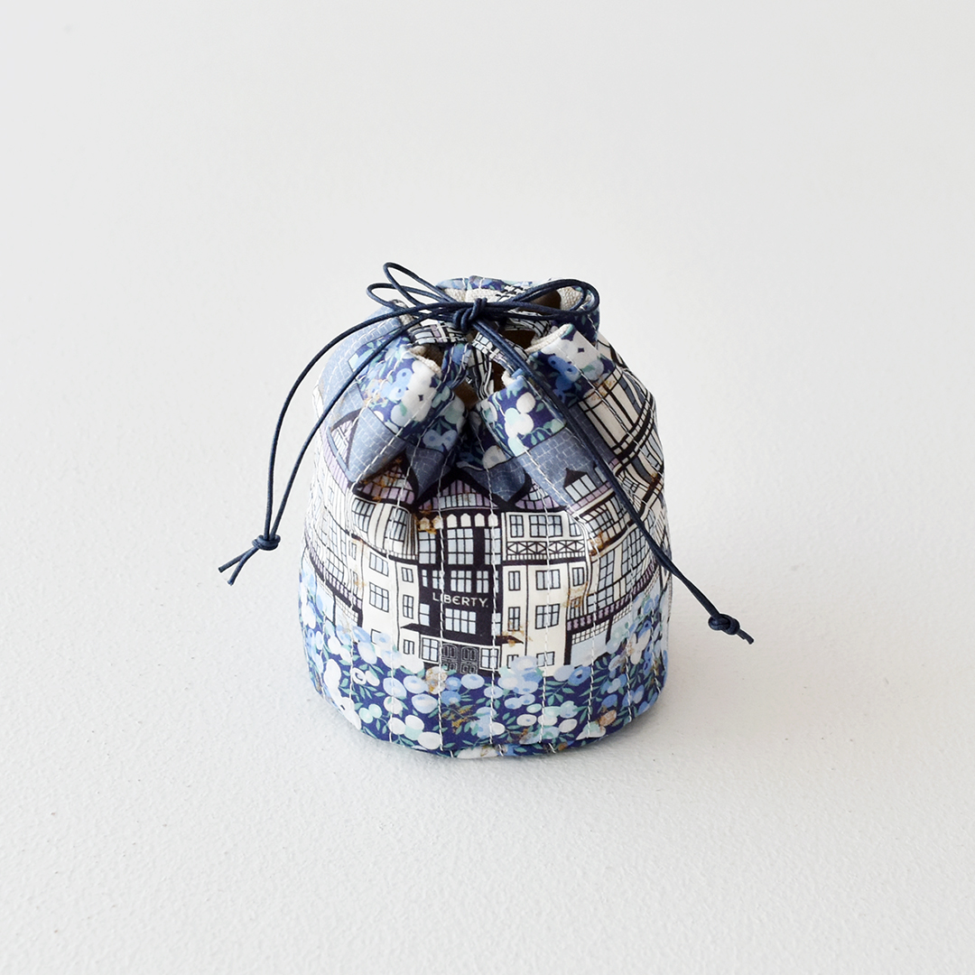 西山眞砂子さんデザイン ミニ丸底ループ巾着のキット　ブルー系