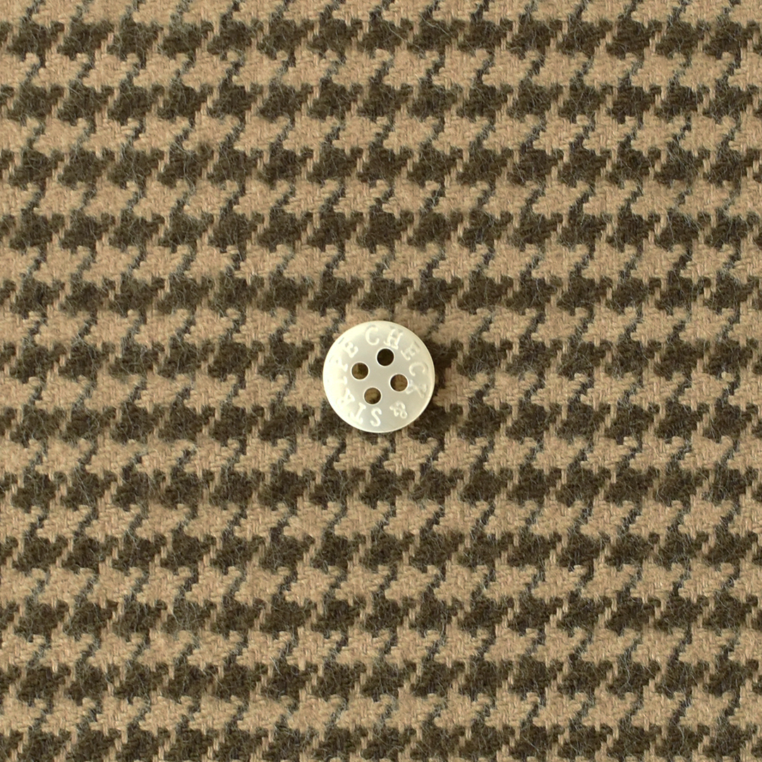 千鳥格子のコットン起毛ストレッチ　ベージュ×ブラウン