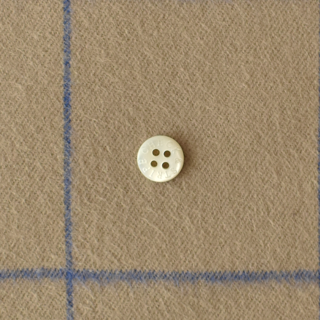 先染めコットン起毛ラインチェック　ベージュ×ブルー